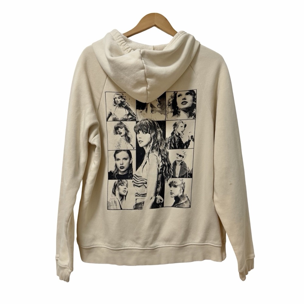 Taylor Swift Eras Tour Graphic Hoodie Sweatshirt Size S Cream Official Merch